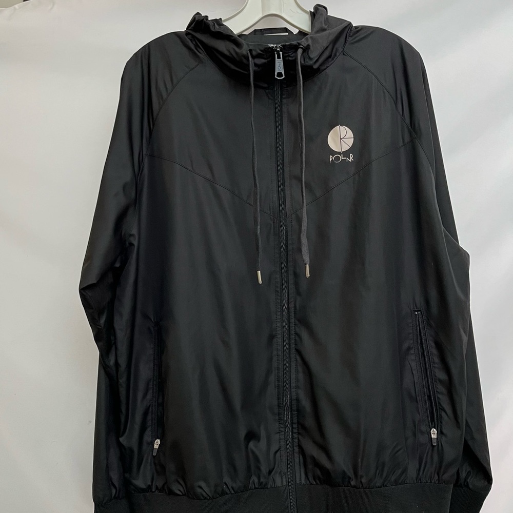 Polar skate co. zip front hooded mesh lined windbreaker - skateboard punk Medium